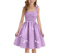 Fille Robe Bustier D'Été Vêtements Solid Chic Robe Élégant A-Ligne Robes sans Manches Vêtement Décontracté Funky Habillement Mi-Longue Hauts #313B