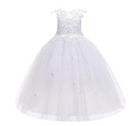 Fille Robe Ceremonie Mariage Longue Tutu sans Manches Enfant Robes Bapteme de Communion d'anniversaire du Soir Communion Anniversaire Robe de Fête Swing Robes Filles Chic et Elegant Dress 6-17 ans