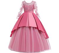 Fille Robe Ceremonie Mariage Longue Tutu sans Manches Enfant Robes Bapteme de Communion d'anniversaire du Soir Communion Anniversaire Robe de Fête Swing Robes Filles Chic et Elegant Dress 5-14 ans