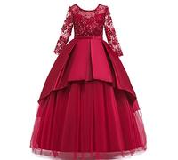 Fille Robe Ceremonie Mariage Longue Tutu sans Manches Enfant Robes Bapteme de Communion d'anniversaire du Soir Communion Anniversaire Robe de Fête Swing Robes Filles Chic et Elegant Dress 5-14 ans