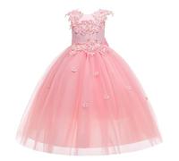 Fille Robe Ceremonie Mariage Longue Tutu sans Manches Enfant Robes Bapteme de Communion d'anniversaire du Soir Communion Anniversaire Robe de Fête Swing Robes Filles Chic et Elegant Dress 6-17 ans