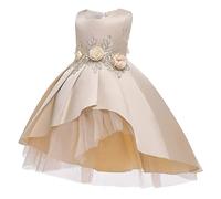 Fille Robe Ceremonie Mariage Tulle sans Manches Enfant Robes Bapteme de Communion d'anniversaire du Soir Communion Anniversaire Robe de Fête Swing Robes Fille Chic et Elegant Léger Dress 3-10 ans