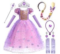Fille Robe De Princesse Raiponce Costume De Raiponce Deguisement Raiponce EnfantAvec 8 Accessoires Rapunzel Robe Anniversaire FêTe Halloween NoëL Partie Carnaval Cosplay Robe De Soirée 11-12 Ans,150