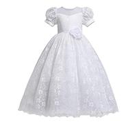 Fille Robe Élégante Robe d'anniversaire Ceremonie Mariage Fête Robes de Filles Princesse Manches Courtes Floral Print Tulle Robes Filles pour Les Fêtes Formel Anniversaires et Mariages 3-12 Ans