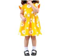 Fille Robe Ete Fleurie Bohème sans Manches Ligne A Robe Filles Chic Et Elegant Casual Robes de Fête Soirée Ceremonie Vacances Bapteme Anniversaire Tunique Robes d'été légère Dress de Plage 3-8 Ans