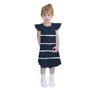 Fille Robe Ete sans Manches Imprimé Rayé Ligne A Robe Filles Chic Et Elegant Casual Robes de Fête Soirée Ceremonie Vacances Bapteme Anniversaire Tunique Robes d'été légère Dress de Plage 4-14 Ans
