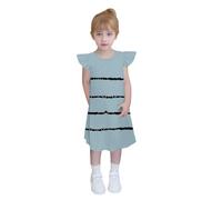 Fille Robe Ete sans Manches Imprimé Rayé Ligne A Robe Filles Chic Et Elegant Casual Robes de Fête Soirée Ceremonie Vacances Bapteme Anniversaire Tunique Robes d'été légère Dress de Plage 4-14 Ans