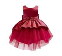 Fille Robe Fille Concours de Beauté Première Robe Queue de Perle Enfant Mariage Robe de Bal, rouge, 18-24 mois
