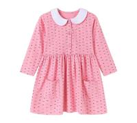 Fille Robe Pois Rose Hiver Automne Noël Halloween Bohême Plage Manches Longues Casual Coton Plissée Chemise Robes pour Enfant 2 Ans