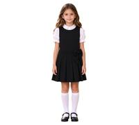 Fille Robes École Robe D'écolier Robe-salopette Plissée Bretelles Robe | Sans Manches,Robe Jupes Plissées,Noeud Papillon,Retour À L'école,Col Rond,École,Party