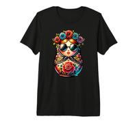Fille Russe Matriochka Moscou Lunettes De Soleil Matriochka T-Shirt Haut de Gamme