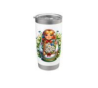 Fille Russe Russie Matryoshka Russe Pour Les Russes Gobelet isotherme en acier inoxydable double paroi