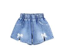 Fille Short en Jean 2-7 Ans Pantalon Court en Jean Ado Ete Fluide Large Short Coton été Filles Ample Chic Casual Sport Plage Vacances Confortable Shorts et Bermudas en Denim
