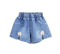 Fille Short en Jean 2-7 Ans Pantalon Court en Jean Ado Ete Fluide Large Short Coton été Filles Ample Chic Casual Sport Plage Vacances Confortable Shorts et Bermudas en Denim