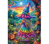 Fille sorcière dans la forêt d'Halloween 1000 Pieces Casse-tête Amateur D'Art En Carton Haute Qualité Conte de fées d'accompagnement magique Difficile Niveau Expert Décoration Murale Cadeau Fête Des M