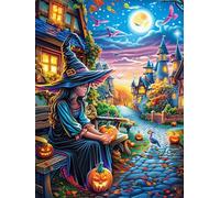 Fille sorcière dans Le Jardin d'halloween 1000 Pieces Casse-tête Expert Confirmé en Carton Épais Rigide Très Difficile Niveau Expert Motif Complexe Cadeau Anniversaire Premium 1000 PCS