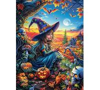 Fille sorcière dans Le Jardin d'halloween 300 Pieces Casse-tête Collectionneur en Carton sans Déformation Très Difficile Motif Complexe Décoration Murale Cadeau Noël Premium 300 PCS