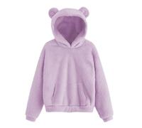 Fille Sweats à Capuche Hiver Chaud Sweats Sans Zipper Manches Longues Enfant Filles Manteau En Polaire Confortable Sherpa Pull a Capuche Vêtements De Sport D'hiver Pour Ado 4-15 Ans