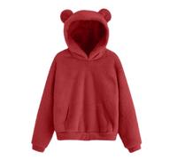 Fille Sweats à Capuche Hiver Chaud Sweats Sans Zipper Manches Longues Enfant Filles Manteau En Polaire Confortable Sherpa Pull a Capuche Vêtements De Sport D'hiver Pour Ado 4-15 Ans