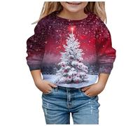Fille Sweatshirts Noel Enfant, Pulls De Noëls Veste d'hiver Enfant Tops Automne Hiver Loisirs Manches Longues avec Arbre De Noël Imprimé À Motif Mode Sweater De Noels Déguisement Noels