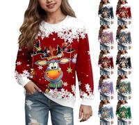 Fille Sweatshirts Noel Rigolo Imprimé de Noëls Sweat Noël Ouaté pour Filles Enfant Décontracté Pulls de Noels à Manches Longues Col Rond Sweats Shirt Hiver Chaud Sweatshirts Noel Enfant