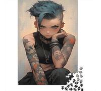 Fille tatouée Puzzles pour Adultes 1000 Pièces Beauté Anime Éducatif Challenge Toy Artisanat Cadeau Famille Home Decor Jeu D'adresse pour Toute La Famille 1000pcs (75x50cm)