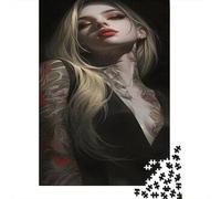 Fille tatouée Puzzles pour Adultes 1000 Pièces Beauté Anime Éducatif Challenge Toy Artisanat Cadeau Famille Décor À La Maison Adultes & Enfants des 14 Ans 1000pcs (75x50cm)
