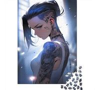 Fille tatouée Puzzles pour Adultes 1000 Pièces Beauté Anime Éducatif Challenge Toy Artisanat Cadeau Famille Décoration Intérieure Jeu D'adresse pour Toute La Famille 1000pcs (75x50cm)