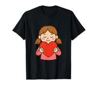 Fille Tenant Un cœur Mignon Design d'amour T-Shirt