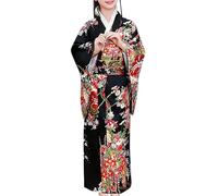 Filles 92 tout-petits enfants bébé fille tenues vêtements manches longues kimono robe kimono costume traditionnel japonais vêtements vacances calendrier de l'Avent enfants chocolat, Noir , 9-10 ans