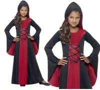 Filles à Capuche Vampire Déguisement Costume Halloween Robe Enfants Médiéval