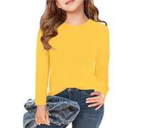 Filles à Manches Longues T-Shirts Enfants Tops Haut Ample Doux Confortable Girls T Shirts Kids Tops Basic Tees (Yellow #1, 11-12 Years)