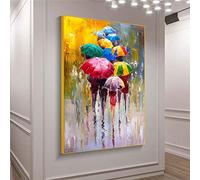 Filles abstraites tenant des peintures à l'huile de parapluie imprimer sur des affiches d'art de toile et des impressions d'art mural moderne photos décor à la maison 80x120cm (32x31in) avec cadre