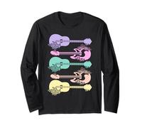 Filles amoureuses de la Guitare Thème Pastel Fleurs Manche Longue