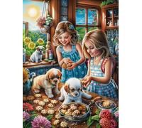 Filles avec des Chiens 1000 Pieces Casse-tête Expert Confirmé en Carton Épais Rigide Contes de fées Animaux et Plantes Très Difficile Niveau Expert Motif Complexe Cadeau Anniversaire Premium 1000 PC