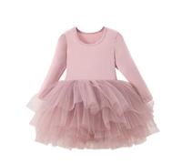 Filles Ballet Vêtements Robe de Ballet Enfants Manches Longues Coton Ballet Justaucorps Ballet Costume Fille Robe de Danse Corps de Danse Soirée Ceremonie Vacances avec Jupe Tutu 2-6 Ans