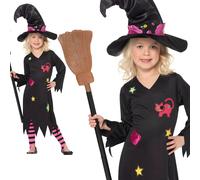 Filles Cendre Costume Sorcière & Chapeau & Collant Déguisement Halloween 1-6 Ans