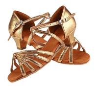 Filles Chaussures de Danse Latine Salsa Chaussures de Danse de Bal à Talon Bas Filles cha cha Chaussures Pratiques Performances Chaussures de Danse (34)