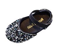 Filles Chaussures de Danse Unique : Dots Paillettes Performance Robe Chaussures Brillantes Noeud Princesse Chaussures Légères Antidérapantes Enfants Chaussures Filles Mary Jane Chaussures Plates, Noir