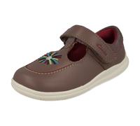 Filles Clarks Cuir Brodé Détails T-Bar Chaussures Fittées - Crest Prom