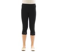 Filles Enfants Legging Pantalons Leggings Capri 3/4 Court avec Dentelle Coton - Noir, 146 cm