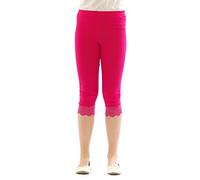 Filles Enfants Legging Pantalons Leggings Capri 3/4 Court avec Dentelle Coton - Rose, 140 cm