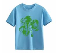 Filles et Garçons T-shirt à manches courtes décontracté St Day Middle et Grand Enfants Personnalité rétro Impression 2D Enfants Ample Manches courtes Bébé 1 an, bleu clair, 4-5 ans