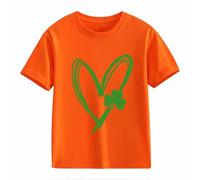 Filles et Garçons T-shirt à manches courtes décontracté St Day Middle et Grand Enfants Rétro Personnalité 2D Impression 2D Chemise à manches courtes ample pour filles Dentelle, Orange, 6-7 ans