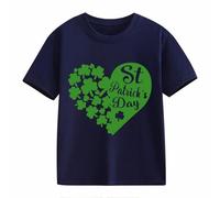 Filles et Garçons T-shirt à manches courtes décontracté St Day Milieu et Grand Enfants Rétro Personnalité 2D Impression Enfants Ample Manches Courtes Vêtements Femmes Blouses, Marine, 2-3 ans