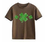 Filles et Garçons T-shirt à manches courtes décontracté St Day Milieu et Grand Enfants Rétro Personnalité 2D Impression 2D Chemises pour filles amples à manches courtes pour filles 152, marron, 3-4