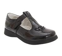 Filles Fermeture Scratch Chaussures Barre En T Motif Noir - Noir verni, 2 UK