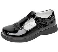 Filles Fermeture Scratch Chaussures Barre En T Motif Noir - Noir verni, 24 EU