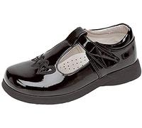 Filles Fermeture Scratch Chaussures Barre En T Motif Noir - Noir verni, 27 EU