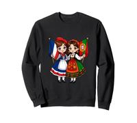 Filles France Portugal Drapeaux Cadeau Amitié Coeur Sweatshirt